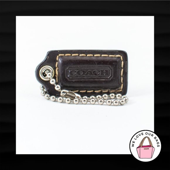 1.5" Small COACH BROWN LEATHER KEY FOB CHARM KEYCHAIN HANG TAG WRISTLET - Picture 1 of 1